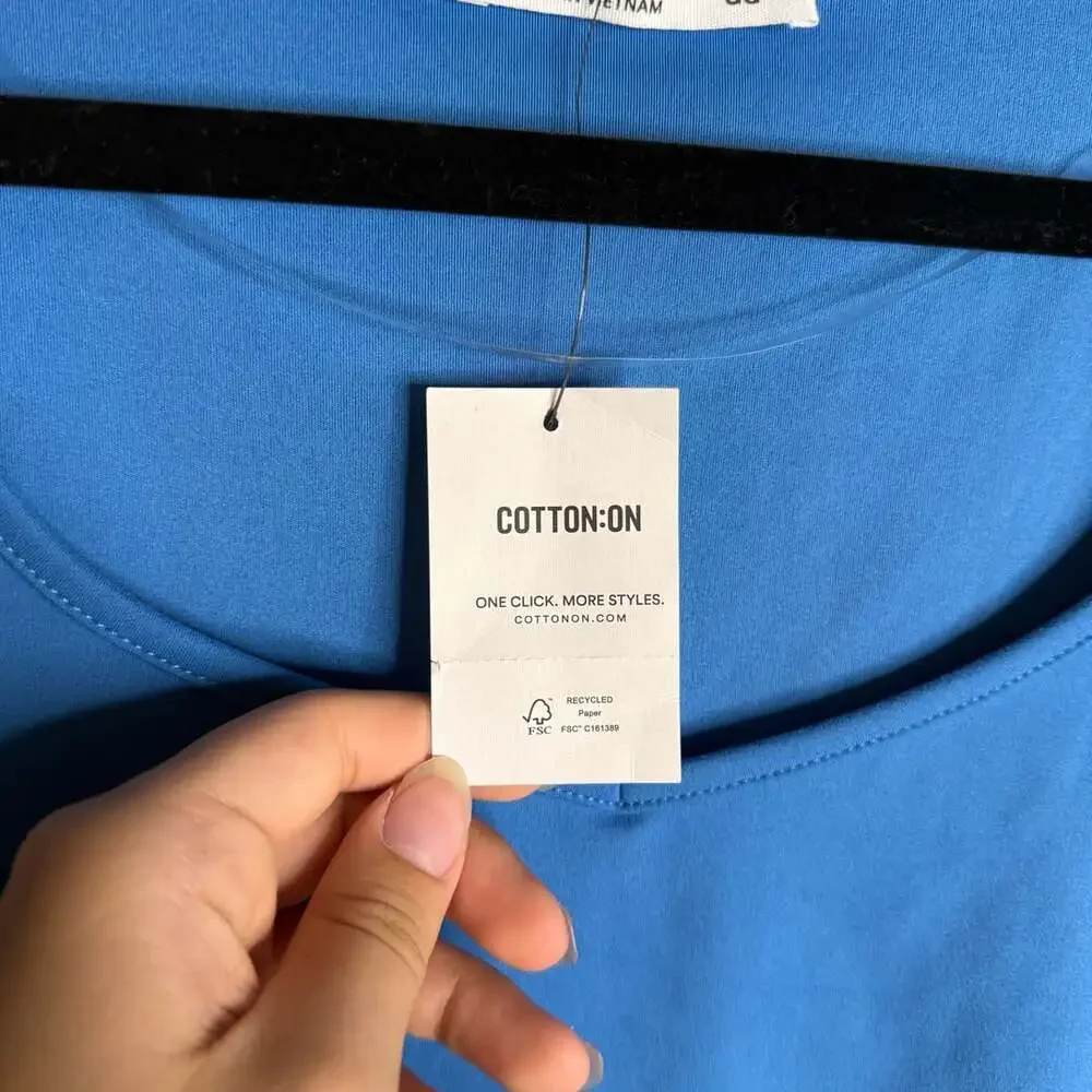 Cotton On Hold Me Tee Size XL Blue Scoop Neck Short Sleeve